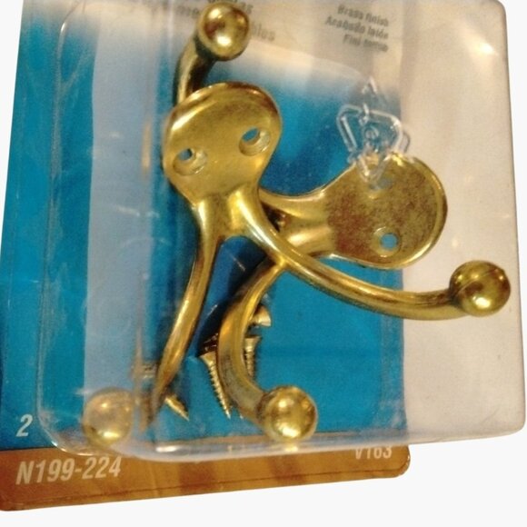 National Double Clothes Hooks Brass Finish N199 224 Die Cast - Picture 4 of 8